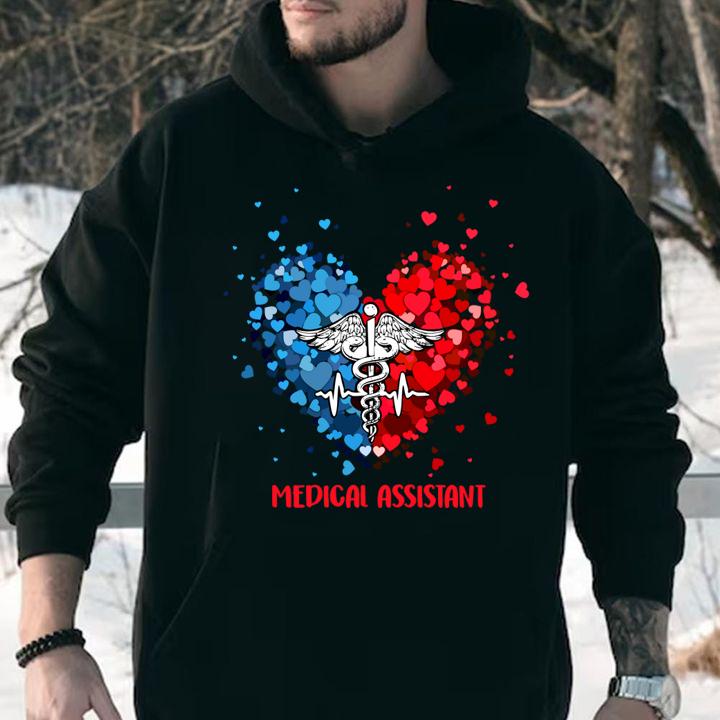 Medical Assistant Symbol Caduceus Tiny Heart Shape t-shirt hoodie