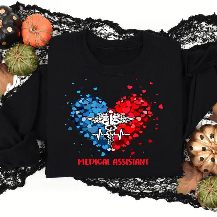 Medical Assistant Symbol Caduceus Tiny Heart Shape t-shirt sweatshirt