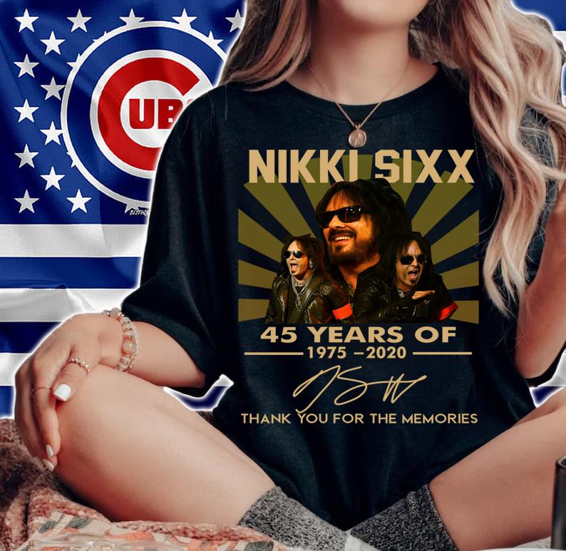 Nikki Sixx 45 Years Of 1975-2020 Thank You For The Memories Signatures t-shirt woman shirt