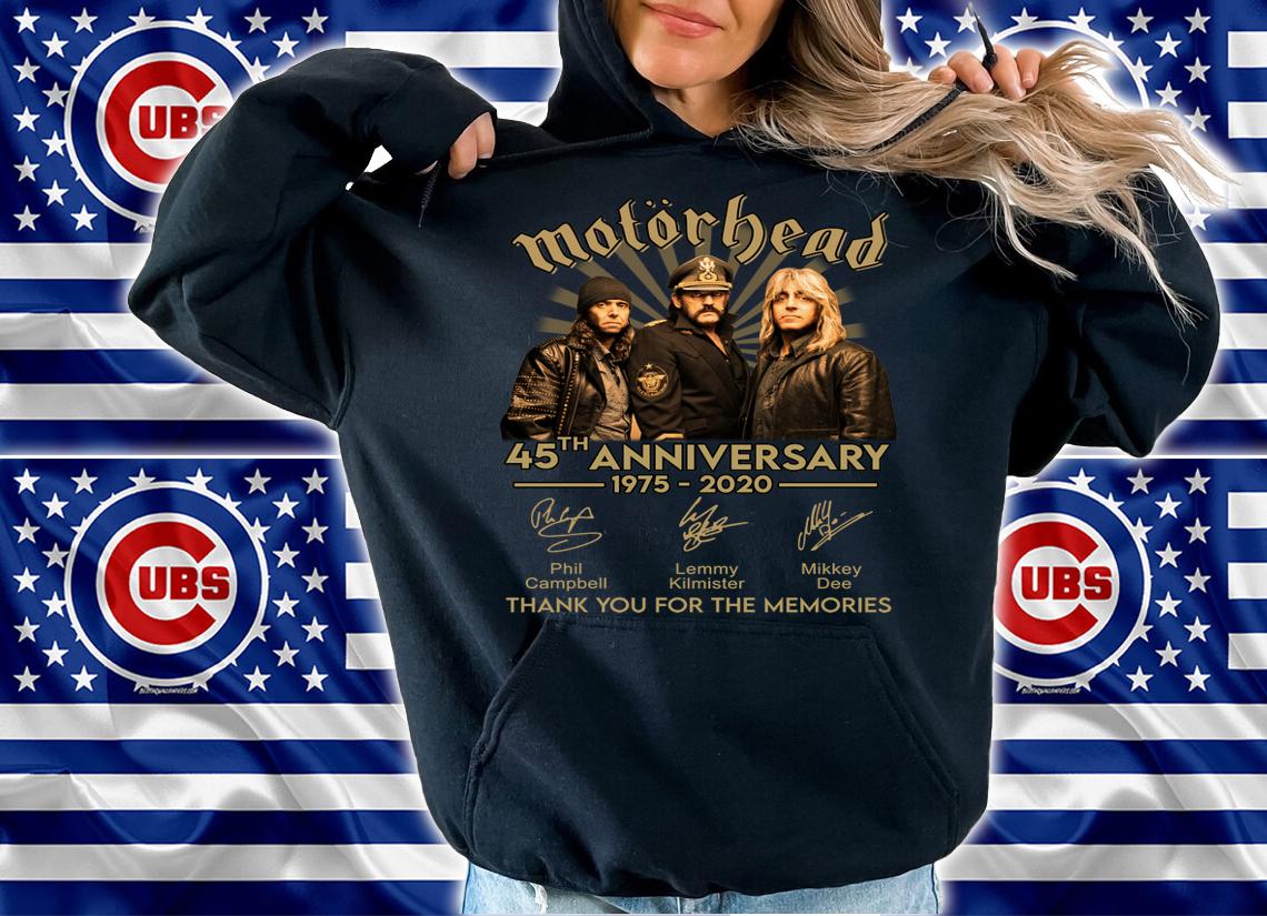 Motorhead 45th anniversary 1975-2020 signatures thank you for the memories t-shirt hoodie