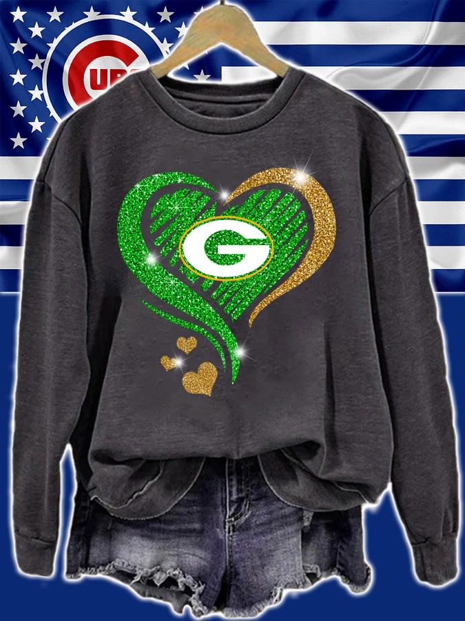 Glitter Love Green Bay Packers Diamond Heart t-shirt sweatshirt