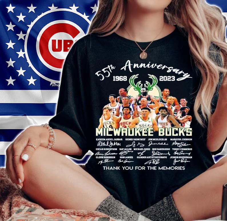 55th anniversary 1968 2023 Milwaukee Bucks thank you for the memories shirt t-shirt woman shirt