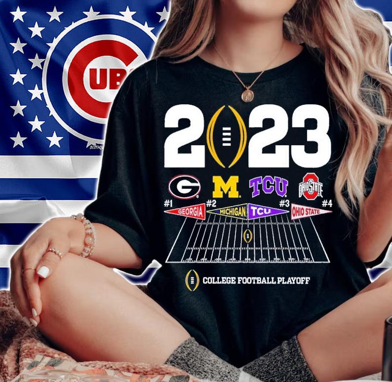 2023 College Football Playoff 4 Team Announcement shirt t-shirt woman shirt