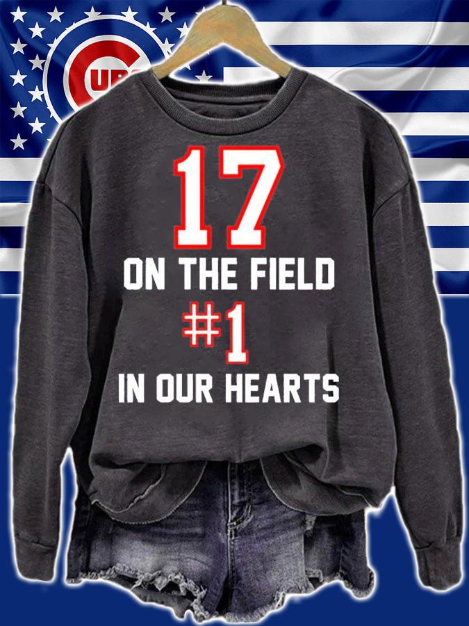 Buffalo Bills Josh Allen #17 On the Field #1 In our Hearts shirt t-shirt sweatshirt