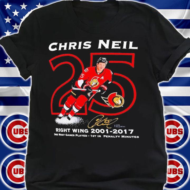 Chris Neil Ottawa Senators Right Wing 2001 2017 Number Retirement signature shirt t-shirt shirt