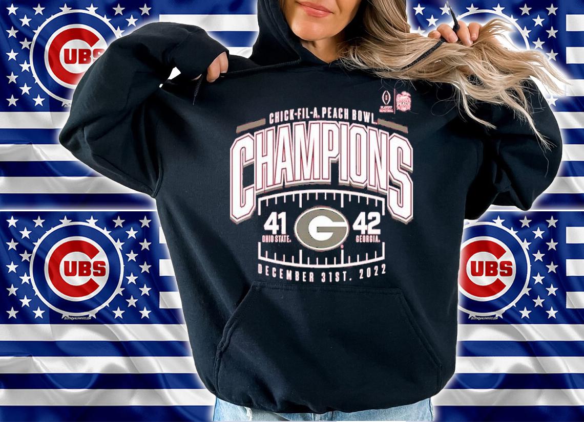 Georgia Bulldogs College Football Playoff 2022 Chick-Fil-A Peach Bowl Champions Score shirt t-shirt hoodie