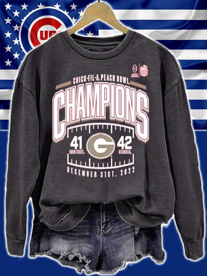 Georgia Bulldogs College Football Playoff 2022 Chick-Fil-A Peach Bowl Champions Score shirt t-shirt sweatshirt