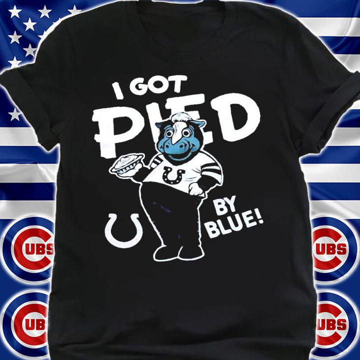 I got pied by blue shirt t-shirt shirt