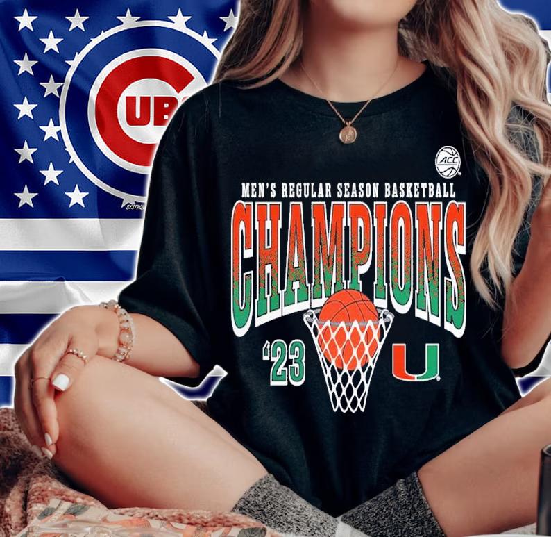 Miami Hurricanes Men's Basketball ACC Regular Season Champions 2023 Shirt t-shirt woman shirt