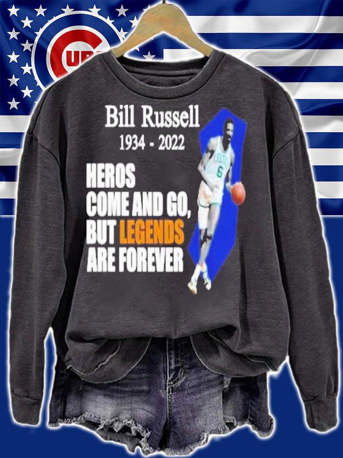Bill Russell 1934-2022 Heros Come And Go But Legends Are Forever Shirt t-shirt
