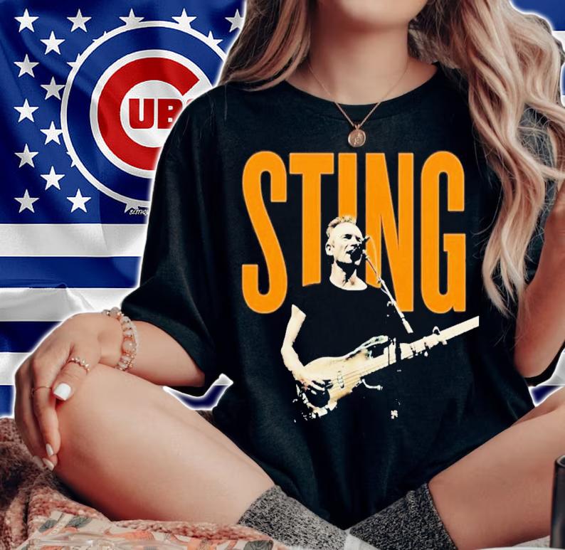 Musician Sting Playing Guitar Vintage T-Shirt t-shirt woman shirt