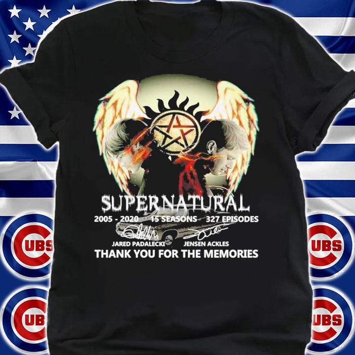 Supernatural 2005-2020 15 Seasons 327 Episodes Thank You For The Memories Signatures Shirt t-shirt