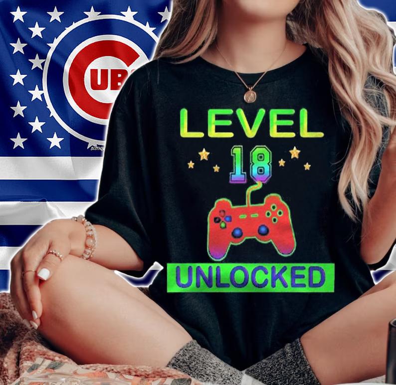 18Th Birthday Level 18 Unlocked Birthday Gifts Shirt t-shirt woman shirt