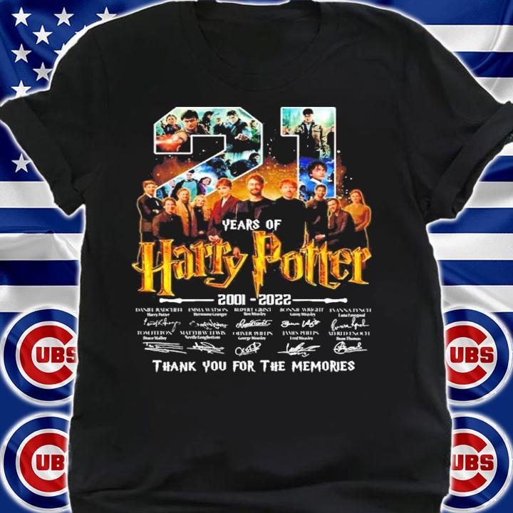 21 Years Of Harry Potter 2001-2022 Signatures Thank You For The Memories Shirt t-shirt
