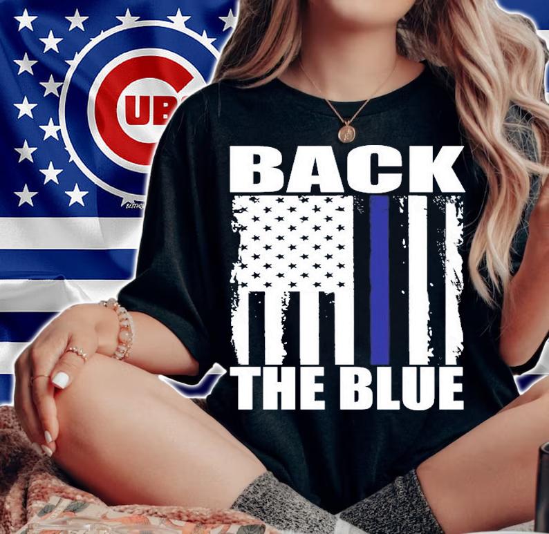 Back The Blue Thin Blue Line American Flag T-Shirt t-shirt