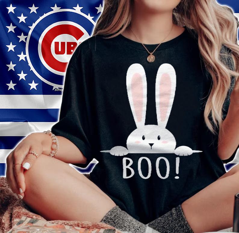 Boo! Funny Hiding Peekaboo Scary Halloween Rabbit shirt t-shirt