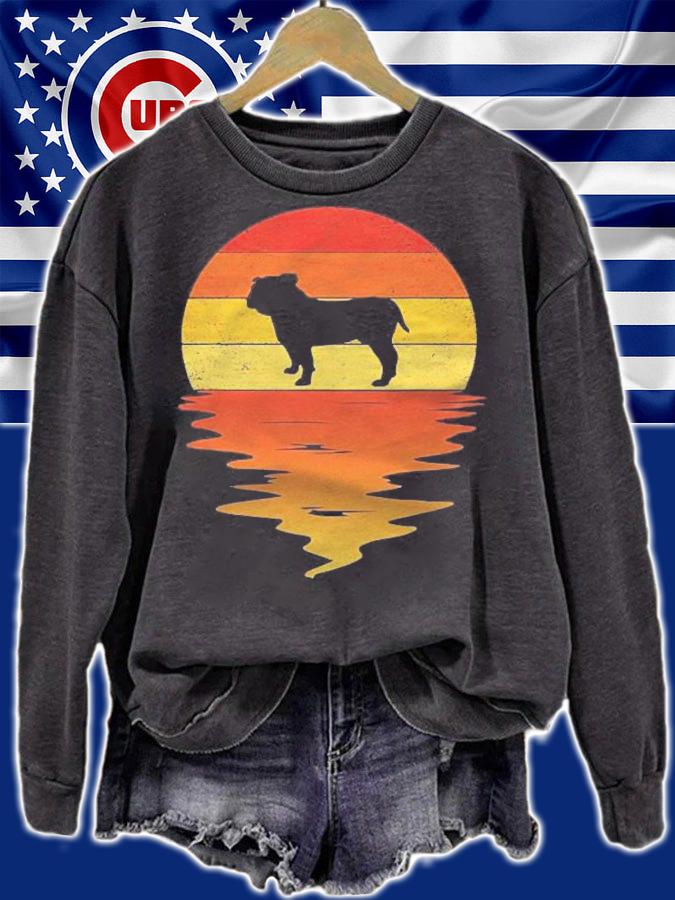 Bulldog Shirt 70S Vintage Retro Sunset Bulldog T-shirt t-shirt sweatshirt