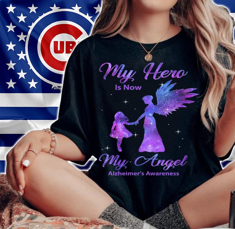 My Hero Is Now My Angel Alzheimers Awareness Shirt.Jpg t-shirt