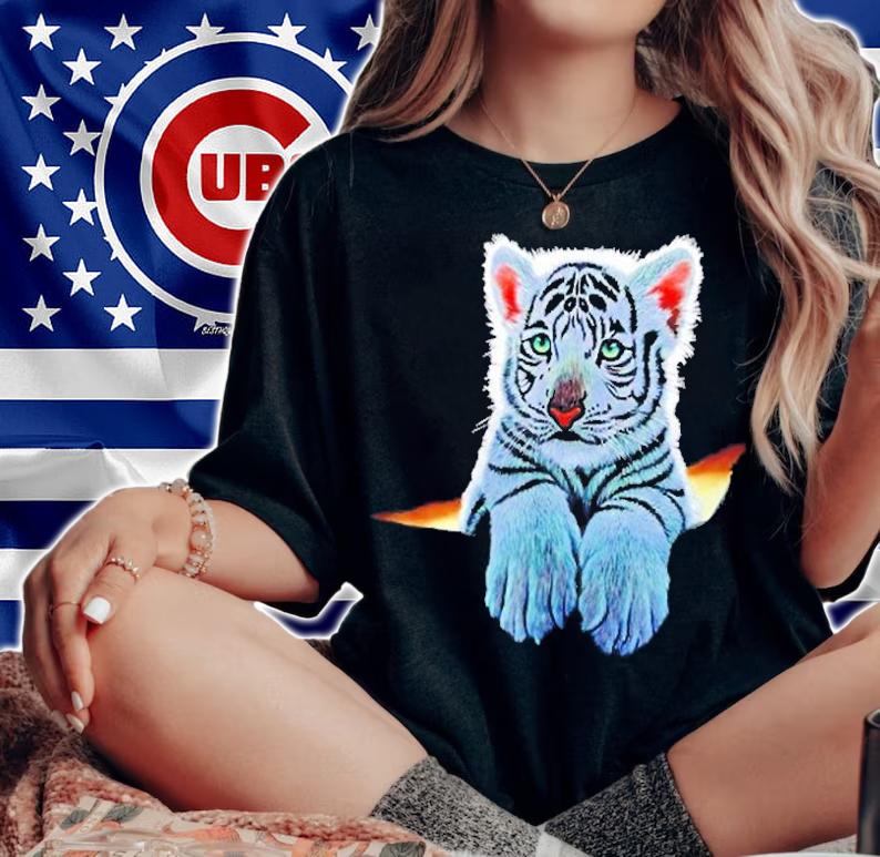 Schim Schimmel Original Artwork White Tiger Cub T-Shirt t-shirt woman shirt