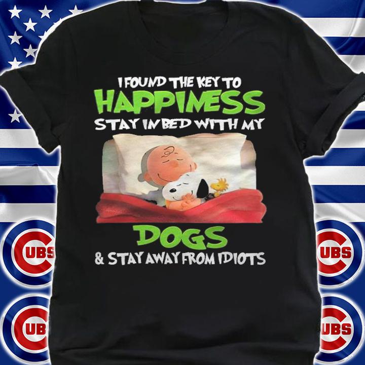 Peanuts Charlie Brown Snoopy I Found The Key To Happiness Stay In Bed With My Dog Shirt t-shirt