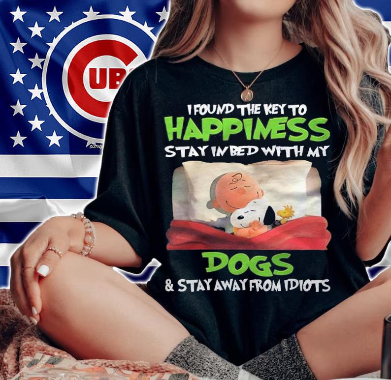 Peanuts Charlie Brown Snoopy I Found The Key To Happiness Stay In Bed With My Dog Shirt t-shirt
