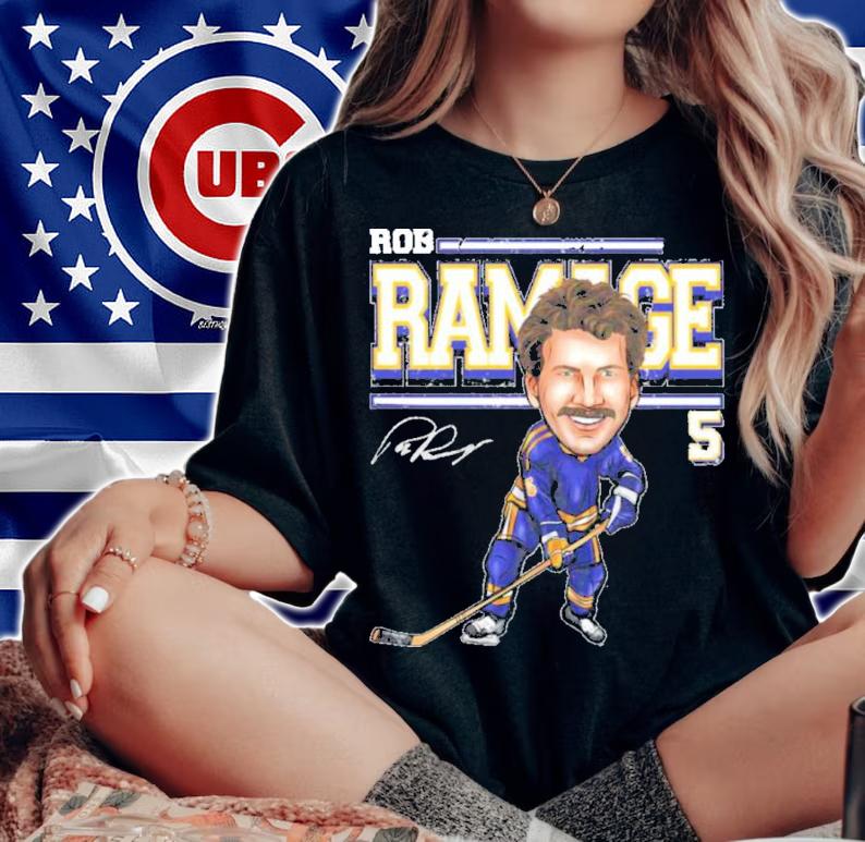 Rob Ramage St. Louis Cartoon Hockey Signatures Shirt t-shirt woman shirt