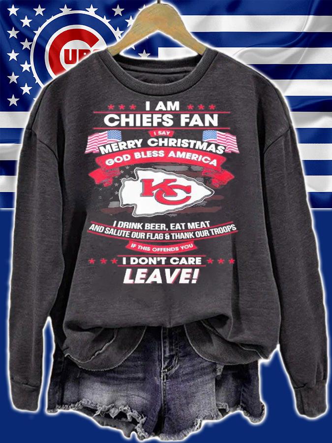 I Am Chiefs Fan Merry Christmas God Bless America I Drink Beer Eat Meat And Salute Our Flag And Thank Our Troops Shirt t-shirt sweatshirt
