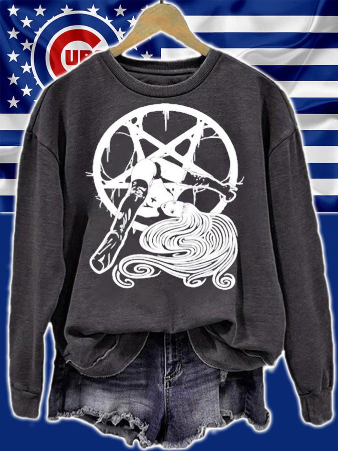 Pentagram Wicca Satanic Witchcraft Sexy Witchy Pin Up Girl Gothic Occult T-Shirt t-shirt sweatshirt
