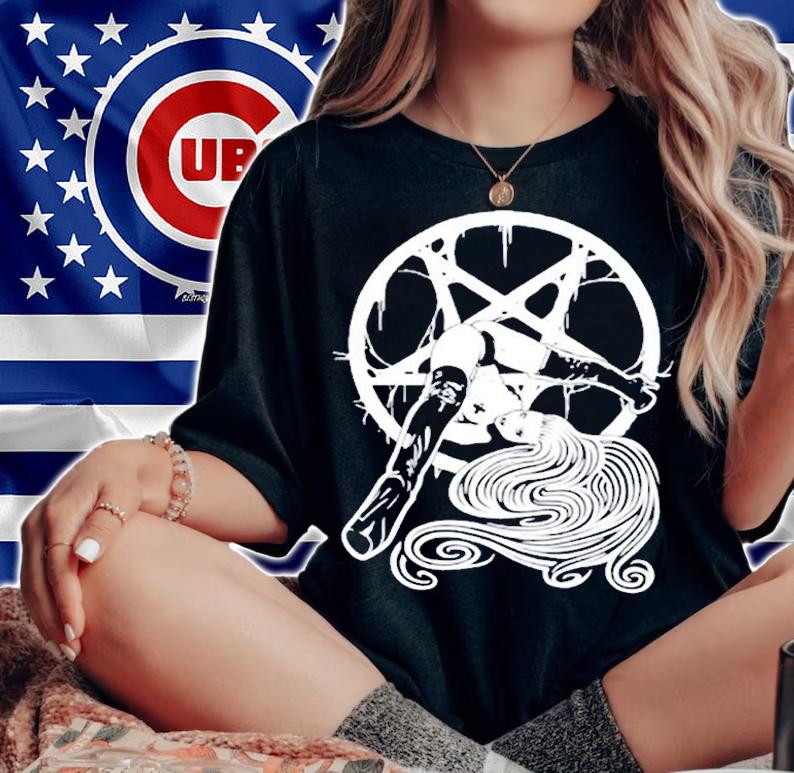 Pentagram Wicca Satanic Witchcraft Sexy Witchy Pin Up Girl Gothic Occult T-Shirt t-shirt woman shirt
