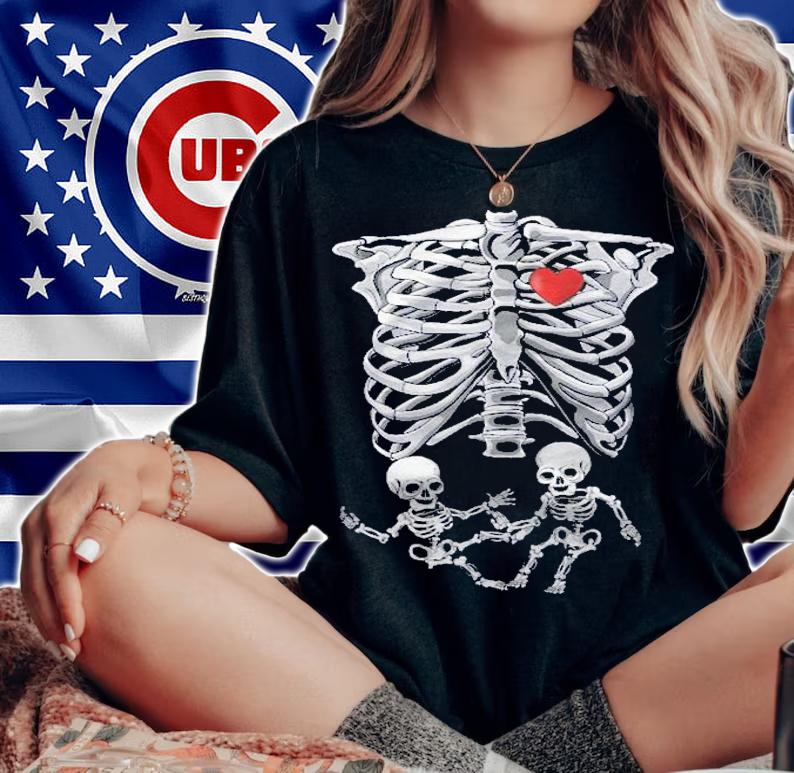 Skeleton Pregnancy Twin Baby Boys X-Ray Halloween Costume Shirt t-shirt woman shirt