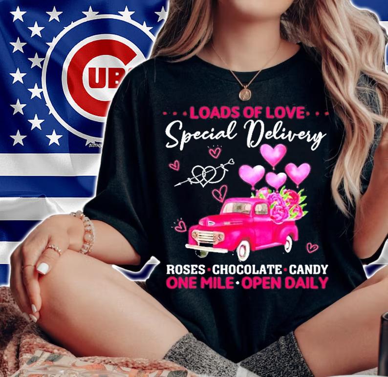 Valentines Day Womens Valentine Pink Truck T-Shirt t-shirt