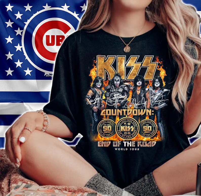 Kiss Countdown Kiss Band End Of The Road World Tour Signatures t-shirt