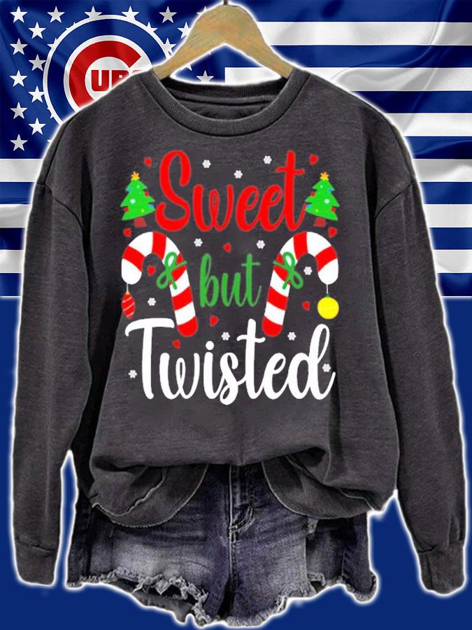 Sweet But Twisted Funny Candy Cane Merry Christmas Pajama T-Shirt t-shirt sweatshirt