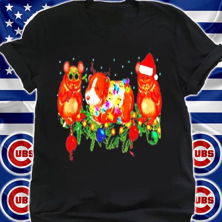 Three Guinea Pig Christmas Lights Santa Hat Xmas Gift T-Shirt t-shirt shirt