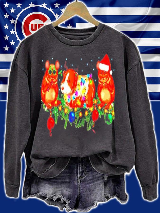 Three Guinea Pig Christmas Lights Santa Hat Xmas Gift T-Shirt t-shirt sweatshirt