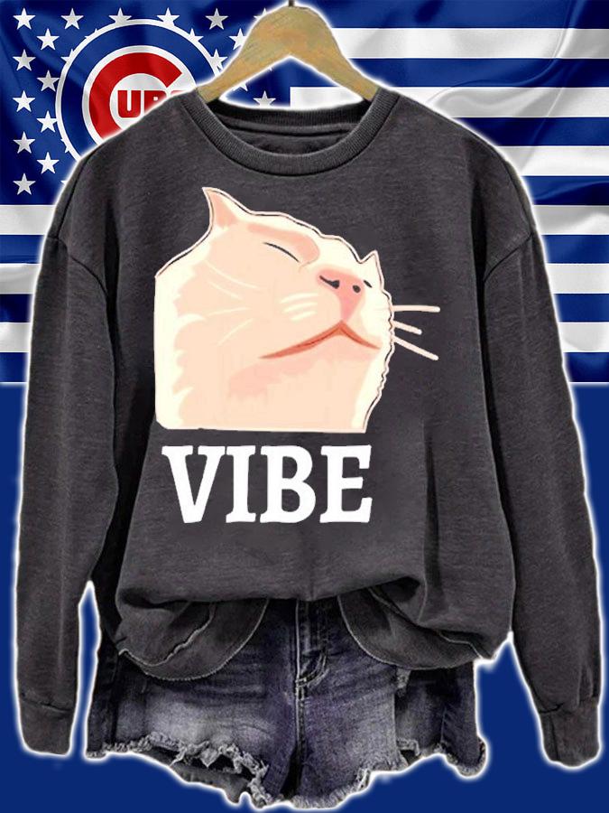 Vibing Or Vibe Cat Emote Dank Meme Catjam Design T-Shirt t-shirt sweatshirt