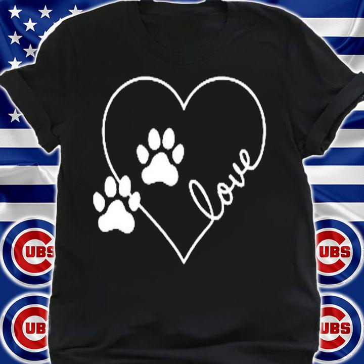 Cute Love Hearts Valentine Day Paw Print Dog Owner Dog Lover T-Shirt