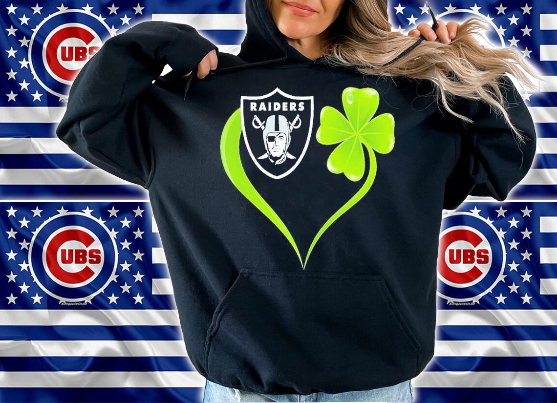 Oakland Raiders Shamrock Heart St Patrick's Day T-Shirt