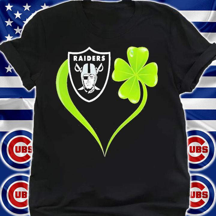 Oakland Raiders Shamrock Heart St Patrick's Day T-Shirt