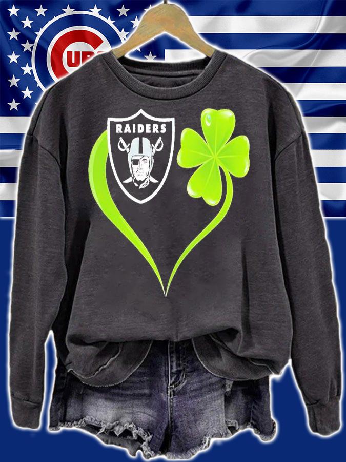 Oakland Raiders Shamrock Heart St Patrick's Day T-Shirt