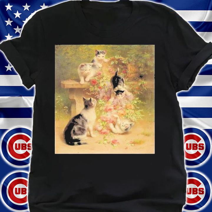 Cats And Flowers By Carl Reichert T-Shirt