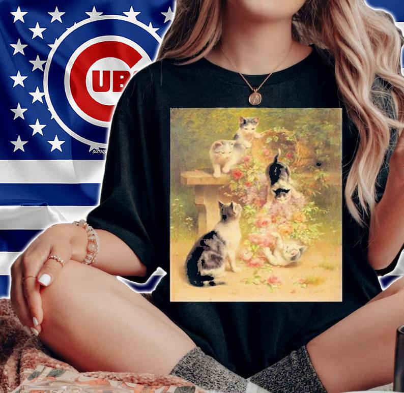 Cats And Flowers By Carl Reichert T-Shirt