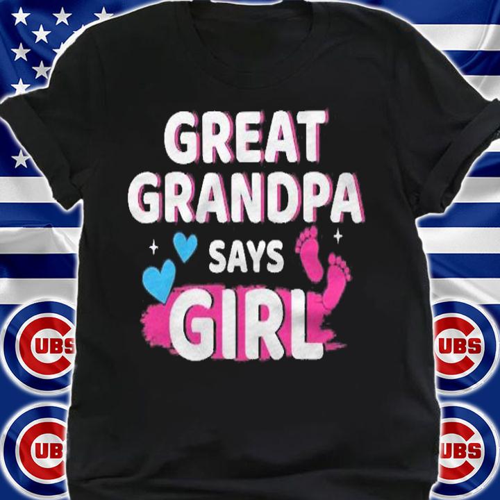 Mens Gender Reveal Great Grandpa Says Girl Matching Baby Party Shirt shirt