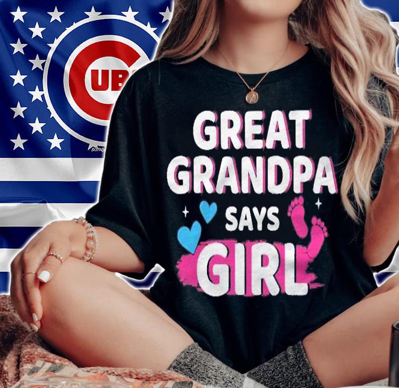 Mens Gender Reveal Great Grandpa Says Girl Matching Baby Party Shirt woman shirt