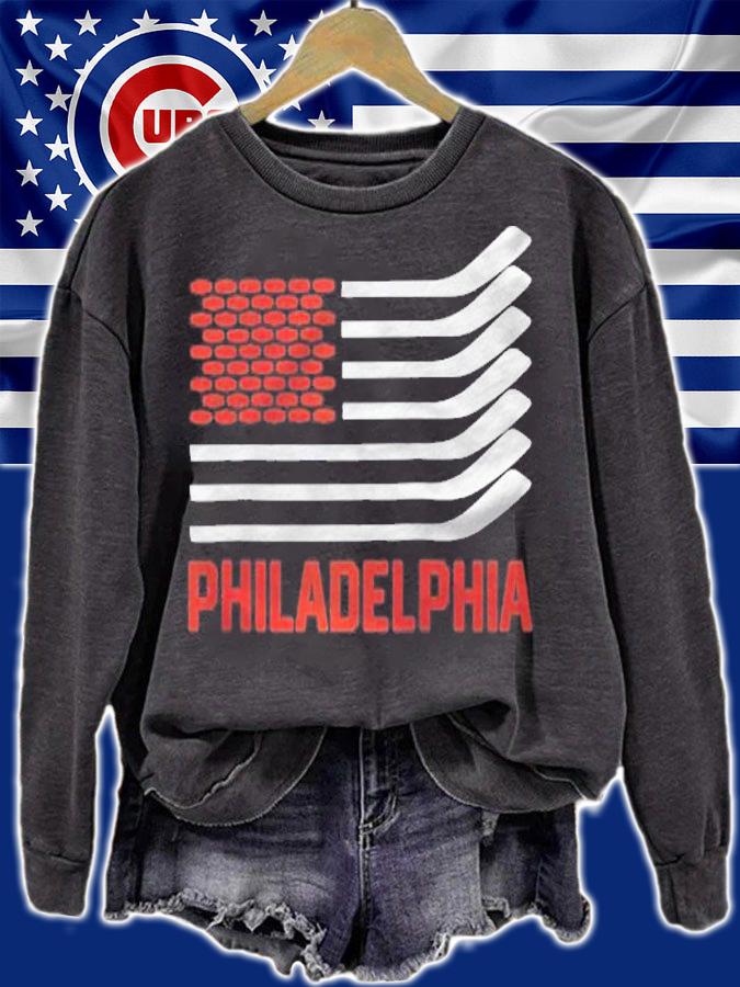 Philadelphia Hockey American Flag Raglan Baseball Shirt
