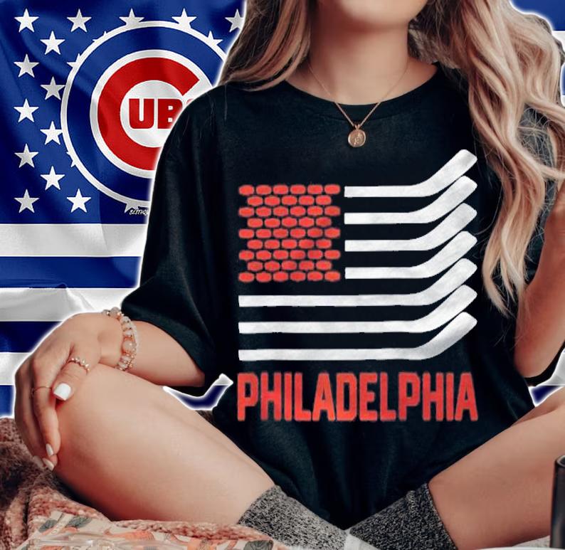 Philadelphia Hockey American Flag Raglan Baseball Shirt