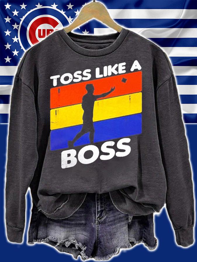 Toss Like A Boss Cornhole Retro Distressed Style Pullover T-Shirt sweatshirt