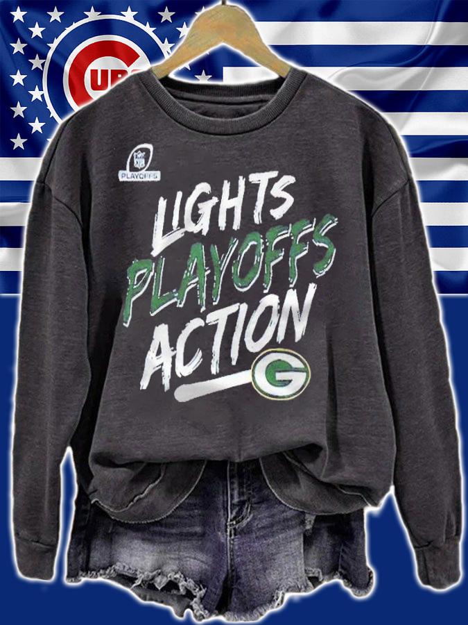 Green Bay Packers 2021 Lights Playoffs Action T-shirt sweatshirt