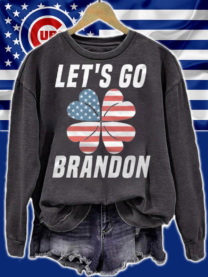 Hot let's Go Brandon Four Leaf Clover Flag T-Shirt
