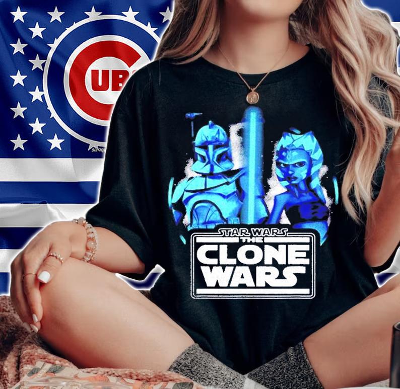 Star Wars The Clone Wars Ahsoka & Rex Lightsaber Portrait T-Shirt